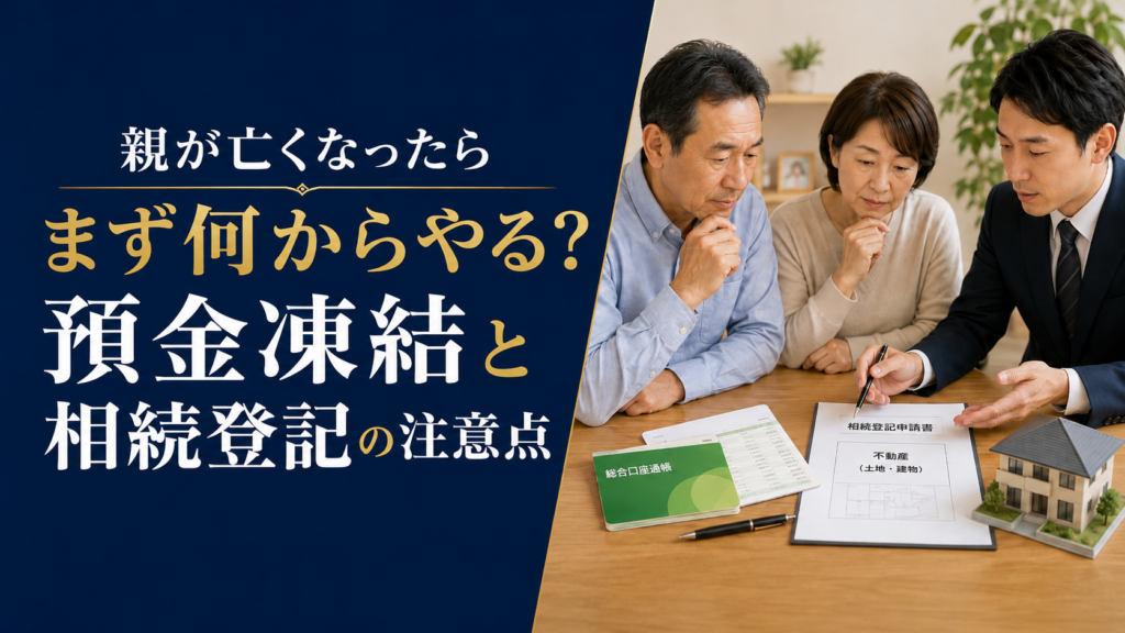 親が亡くなったらまず何からやる？預金凍結と相続登記の注意点